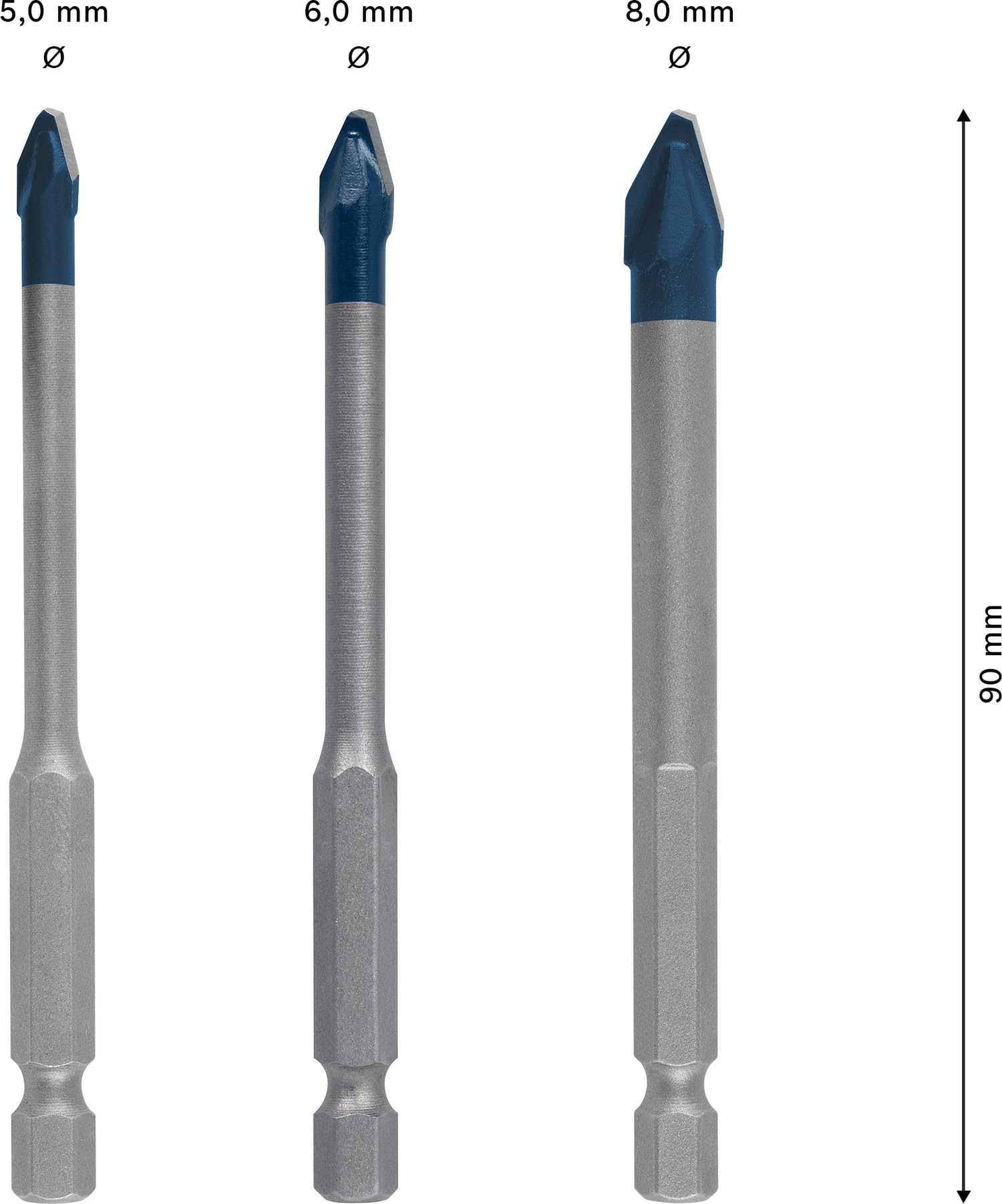 EXPERT HEX-9 Hard Ceramic Drill Bit 3pc set 5/6/8mm