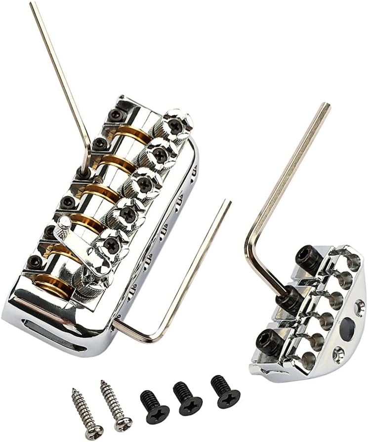 Guitar Bridge Tailpiece with Wrench Screws Roller Saddle Bridge for Headless Electric Guitar Replacement Parts Accessories