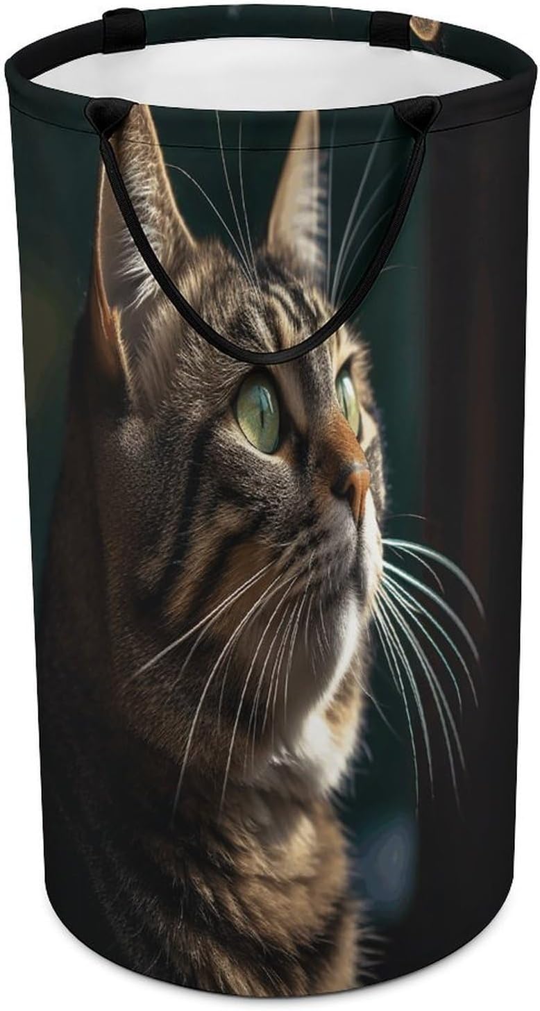 Tabby Cat Pictures Laundry Hamper Large Collapsible Laundry Basket with Handles Waterproof Clothes Hamper Portable Dirty Clothes Basket for Bedroom Laundry Room Closet Bathroom