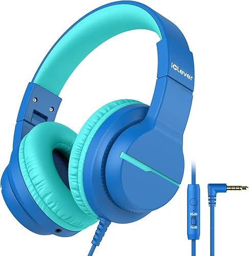 Vista 12 de iClever HS19 - Auriculares infantiles con micrófono para la escuela, limitador de volumen seguro, auriculares circumaurales para niños y niñas