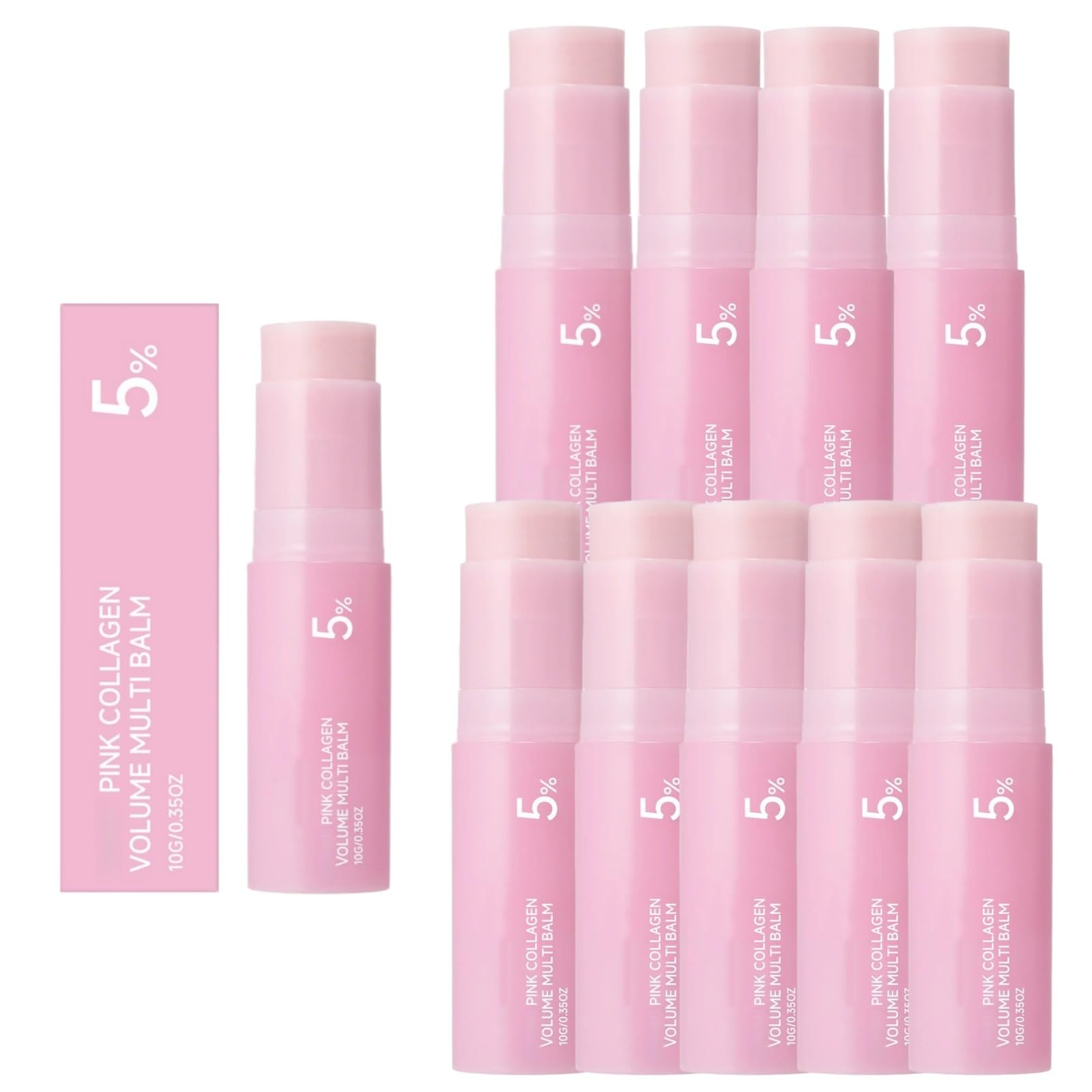 Pink Collagen Volume Multi Balm Stick, Ujędrniający wiek Pielęgnacja skóry dla oczu Twarz i Szyja Leczenie Zmarszczek Nawilżający Wapń Objętość Multi Balm