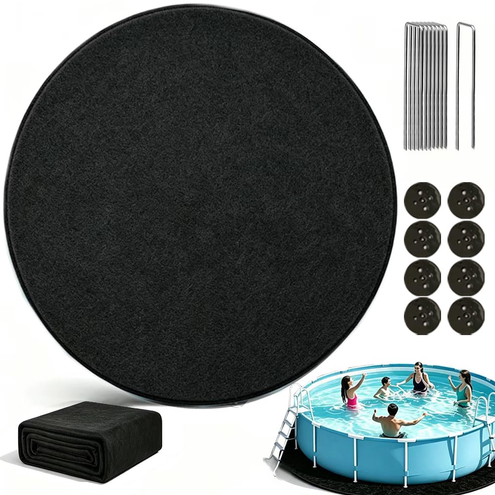 Anyingkai Tapis de Sol pour Piscine Ronde 4m, Tapis Piscine Hors Sol AntidéRapant et Ultra Absorbante, Pliable Tapis sous Piscine Hors Sol, Tapis Spa pour L'extérieur et L'intérieur