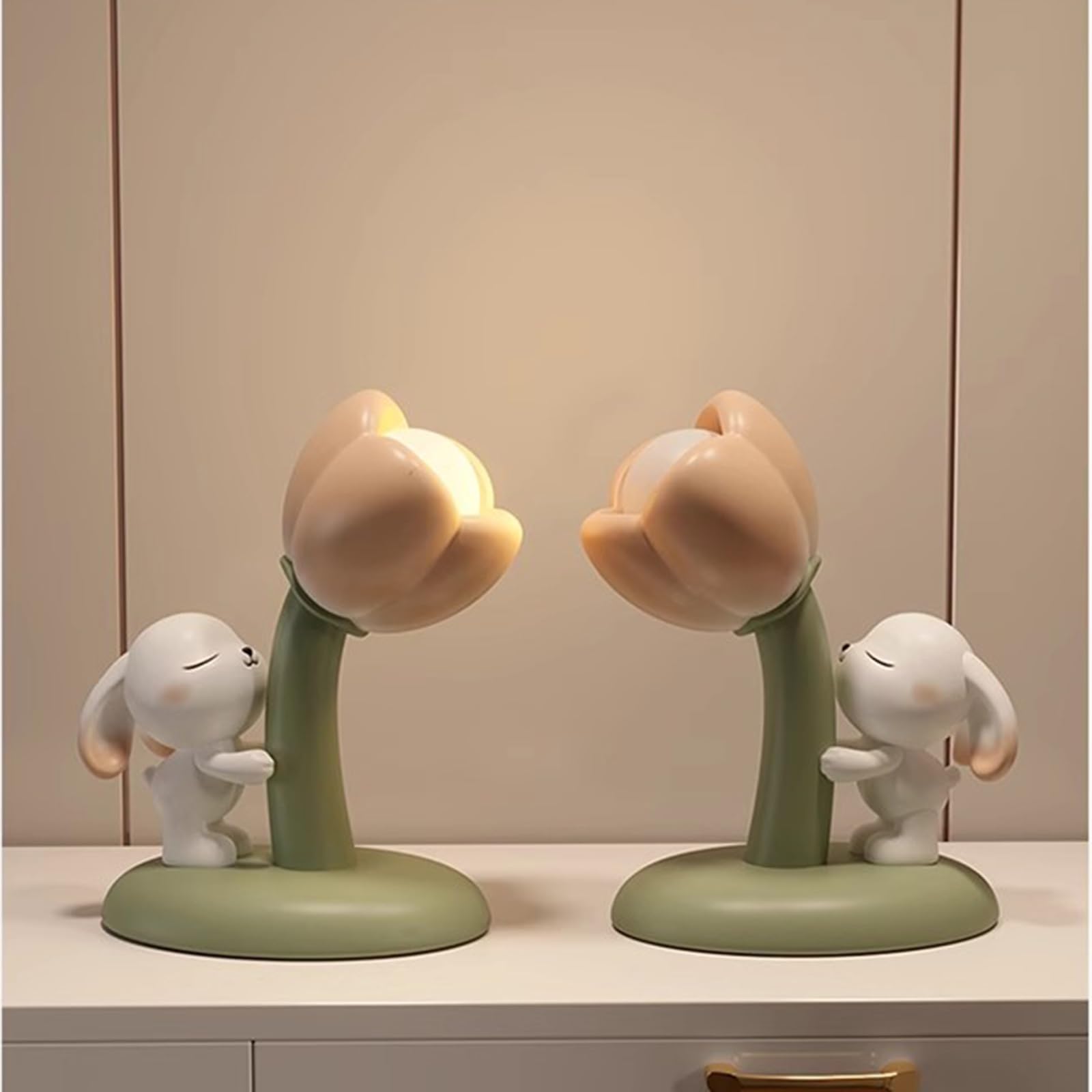 Lampka nocna Cute Bunny Lampka nocna Lampka nocna do pokoju dziecięcego Lampka nocna do sypialni Kwiatowa lampa stołowa Lampka do spania Wersja z wtyczką Lampka biurkowa