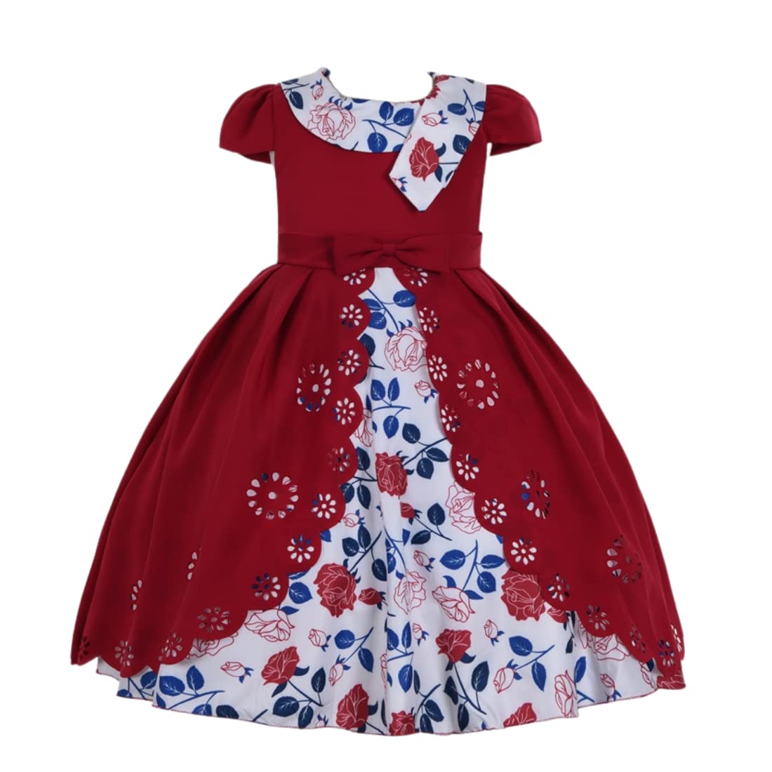 Cosplay Life Elegant Flower Dress for Girls Young Adult Fashion Bow Flower Waistline Kids Party Festival Ages 5-9 Years Old (Pink, 7yrs) — view 38