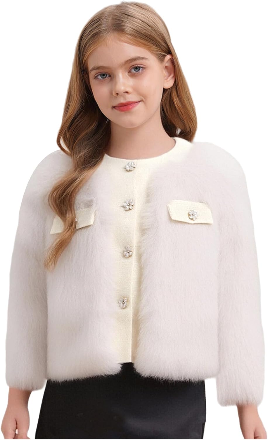 Hularka Little Girls Winter Coat Long Sleeve Warm Plush Faux Fur Teddy Dress Coat and Jacket Outwear