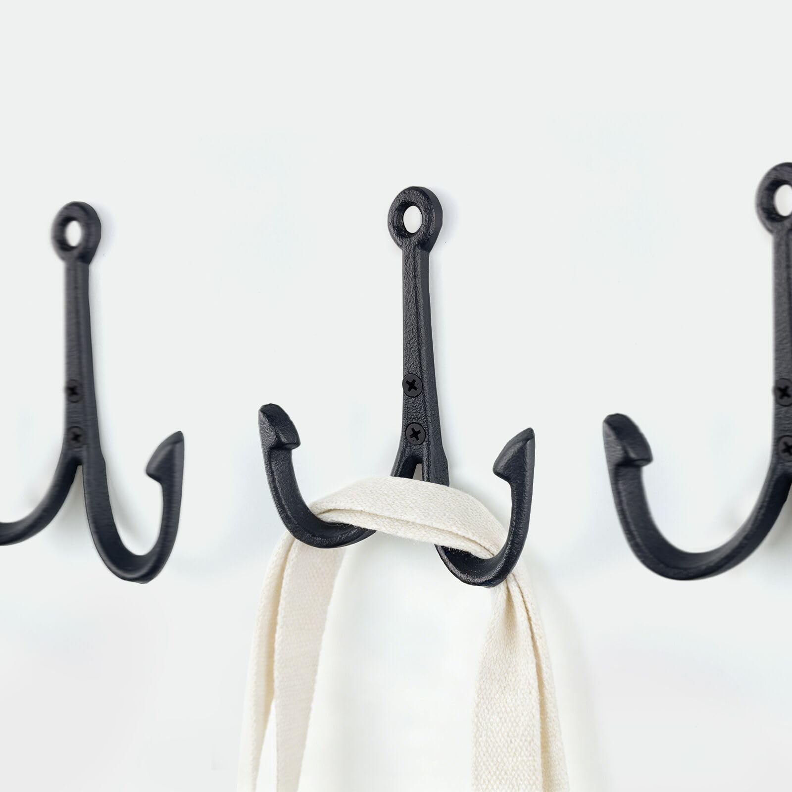 HomeHand Nautical Anchor Cast Iron Black Fish Wall Hook Coat Beach Towel Key Holder Screws Included (3 PCS) : Home & Kitchen