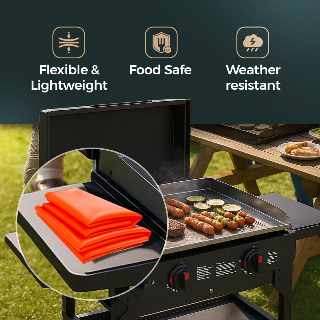 Pantrymade Silicone Grill Cover Mat | Heat-Resistant, Non-Stick, BPA-Free | Silicone Cover for Blackstone Griddle, Protects Grates, Easy to Clean, Fits Most Grills, Reusable BBQ Mat - 28 Inch