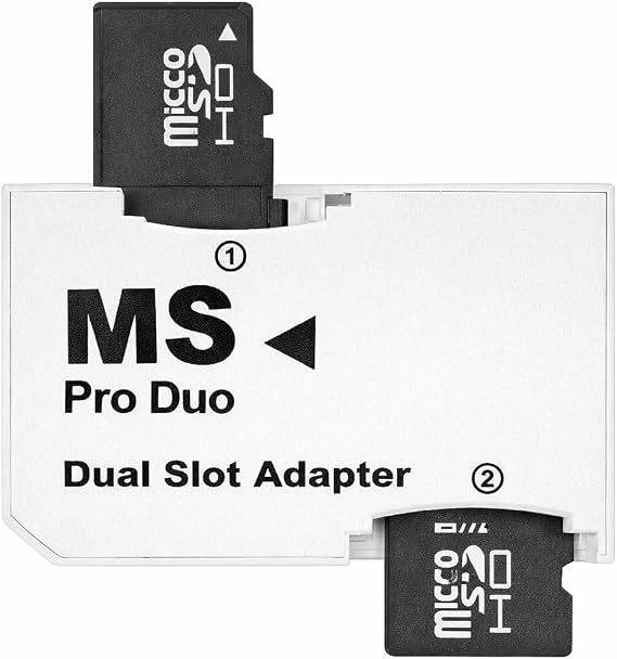 SANOXY Memory Card Adapter Dual Slot MicroSD to MS Duo White 2 Pack