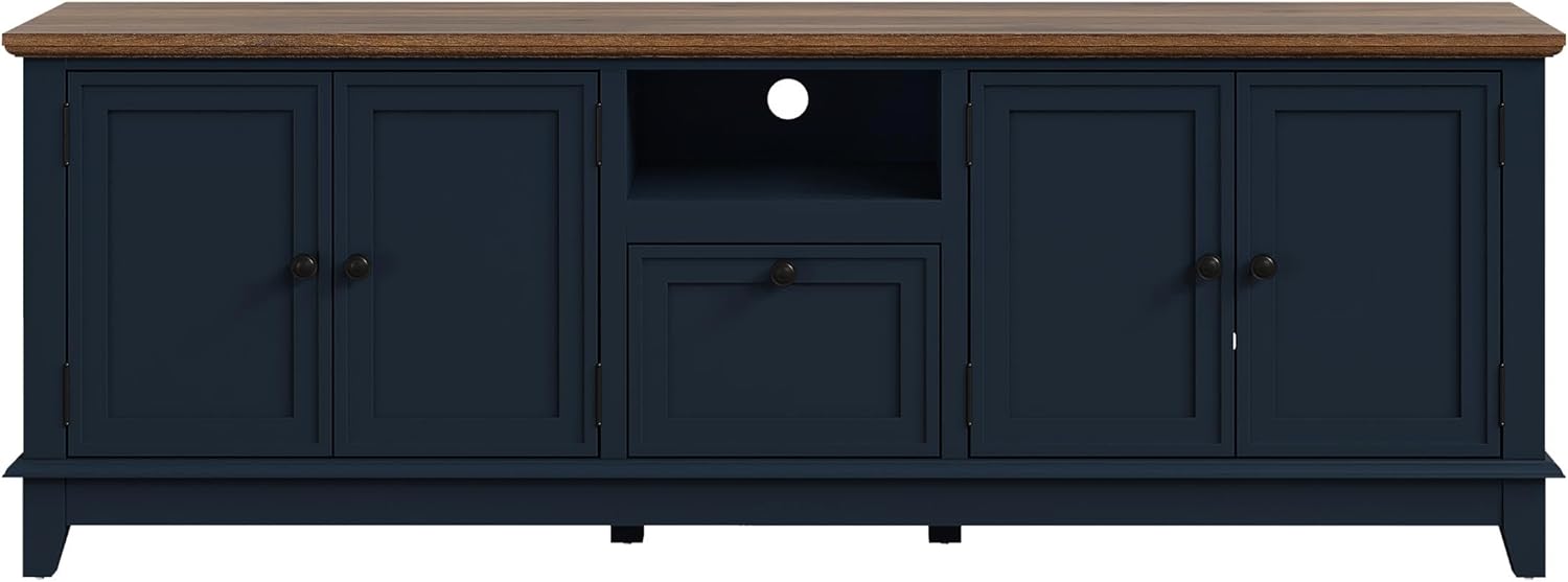 Farmhouse TV Stand for TVs up to 75" in Navy Blue