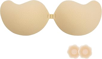 BeaGirl Adhesive Bras Reusable Strapless Sticky Invisible Sticky Bras with Ventilation Holes Beige