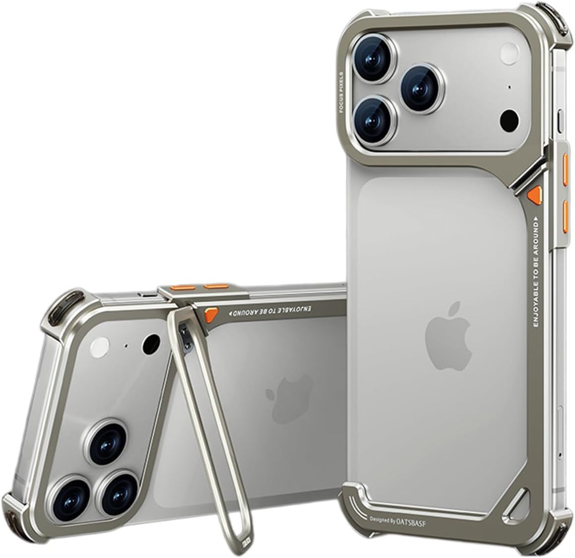 Aluminum Bumper Case for iPhone 17 Pro Max, Slim Metal Frame with Kickstand, Compatible with MagSafe, Minimalist Frameless 9 Shape Design, 4-Corner Shockproof Protective Cover(Gray,17 Pro 6.3")
