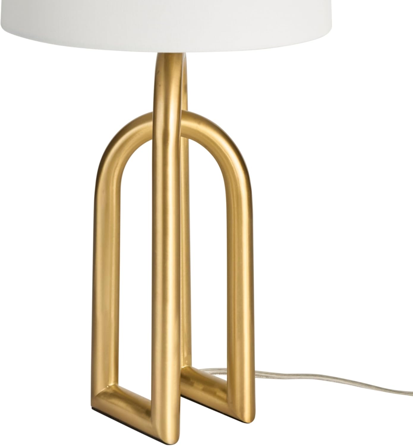 Nourison 23" Gold Brushed Metal Interlock Modern Table Lamp for Living Room, Bedroom, Bedside, Reading