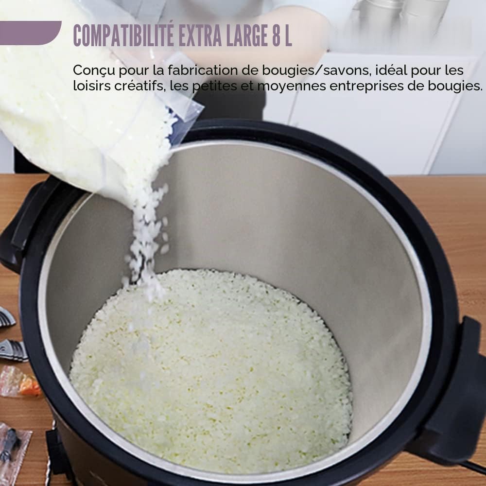 TOAUTO Fabrication de bougies, conteneur de fonte de cire électrique contient 8L de cire fondue avec noyau chauffant, bec et design de fond pour entreprise commerciale de bougies