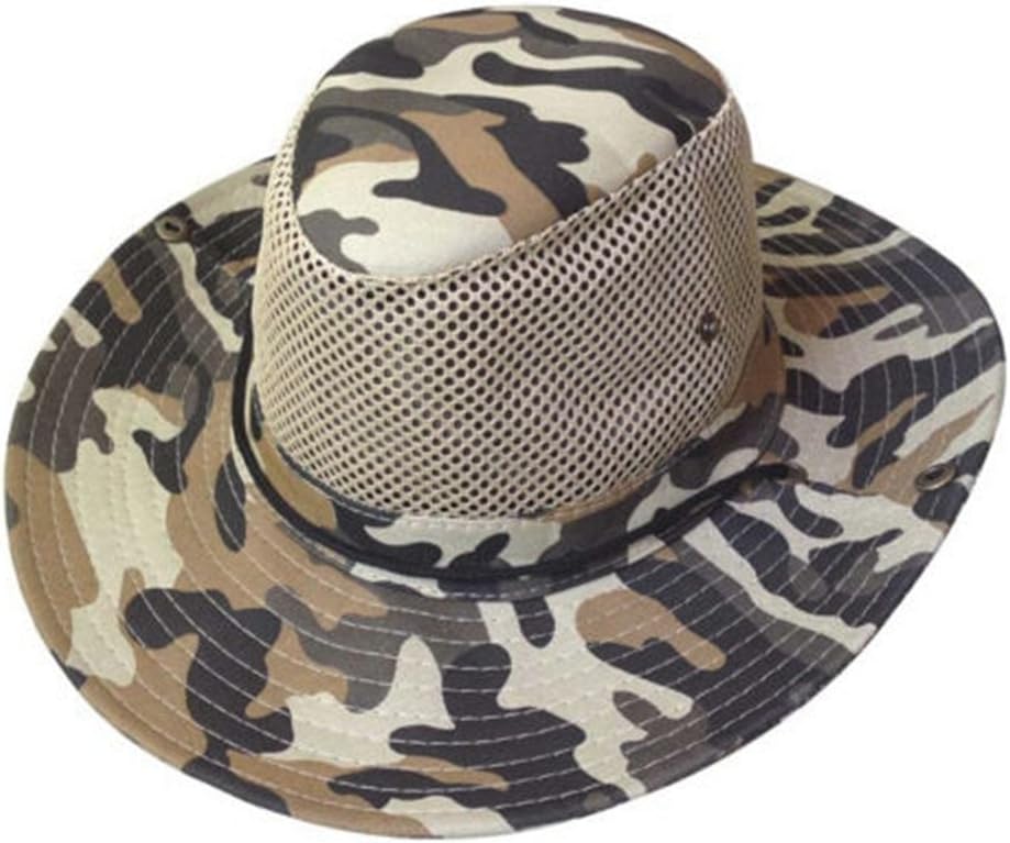EORTA 2 Pack Men Camouflage Hats with Wide Full Brim Breathable Mesh Design Summer Sunhats/Cups for Outdoor Working Fishing Hiking Gardening Travelling, Folding