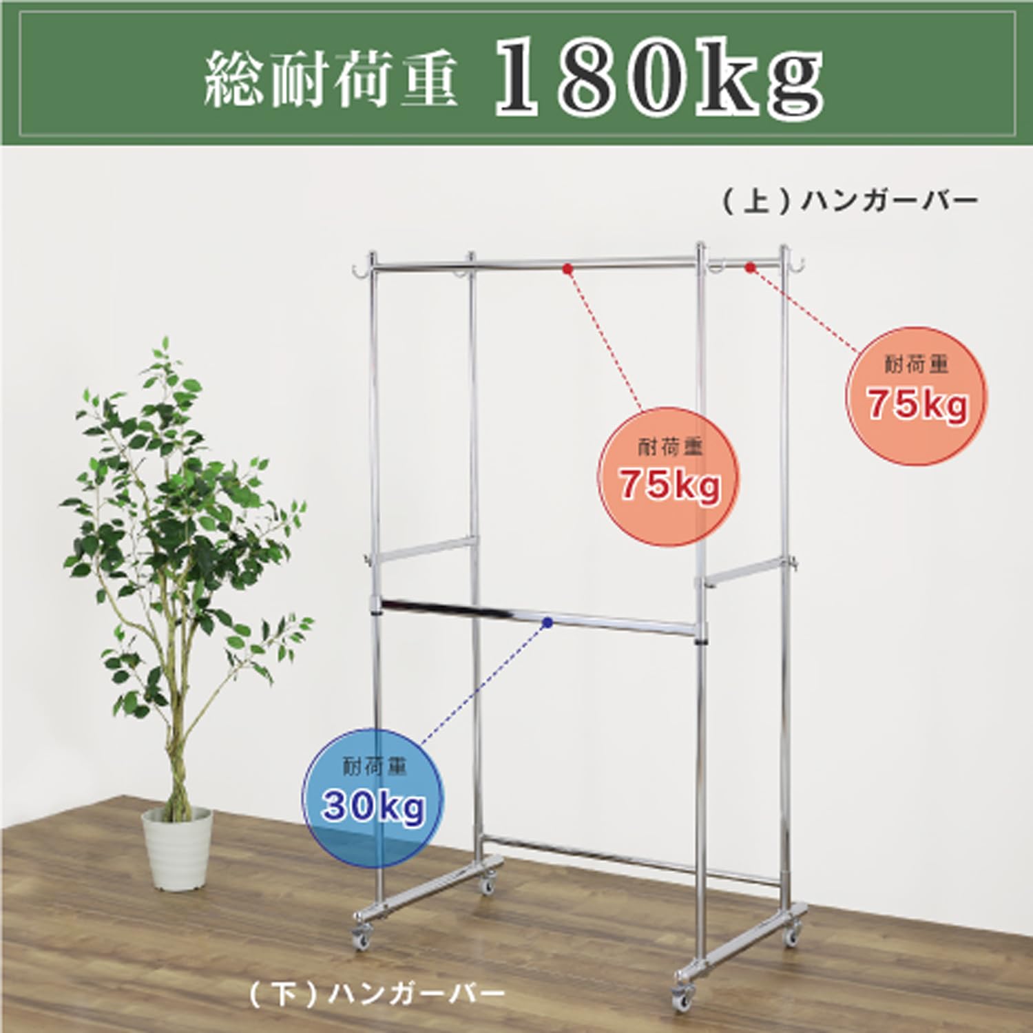 Amazon｜川口工器 総耐荷重180kg 奥行ワイド 頑丈 ダブルハンガー