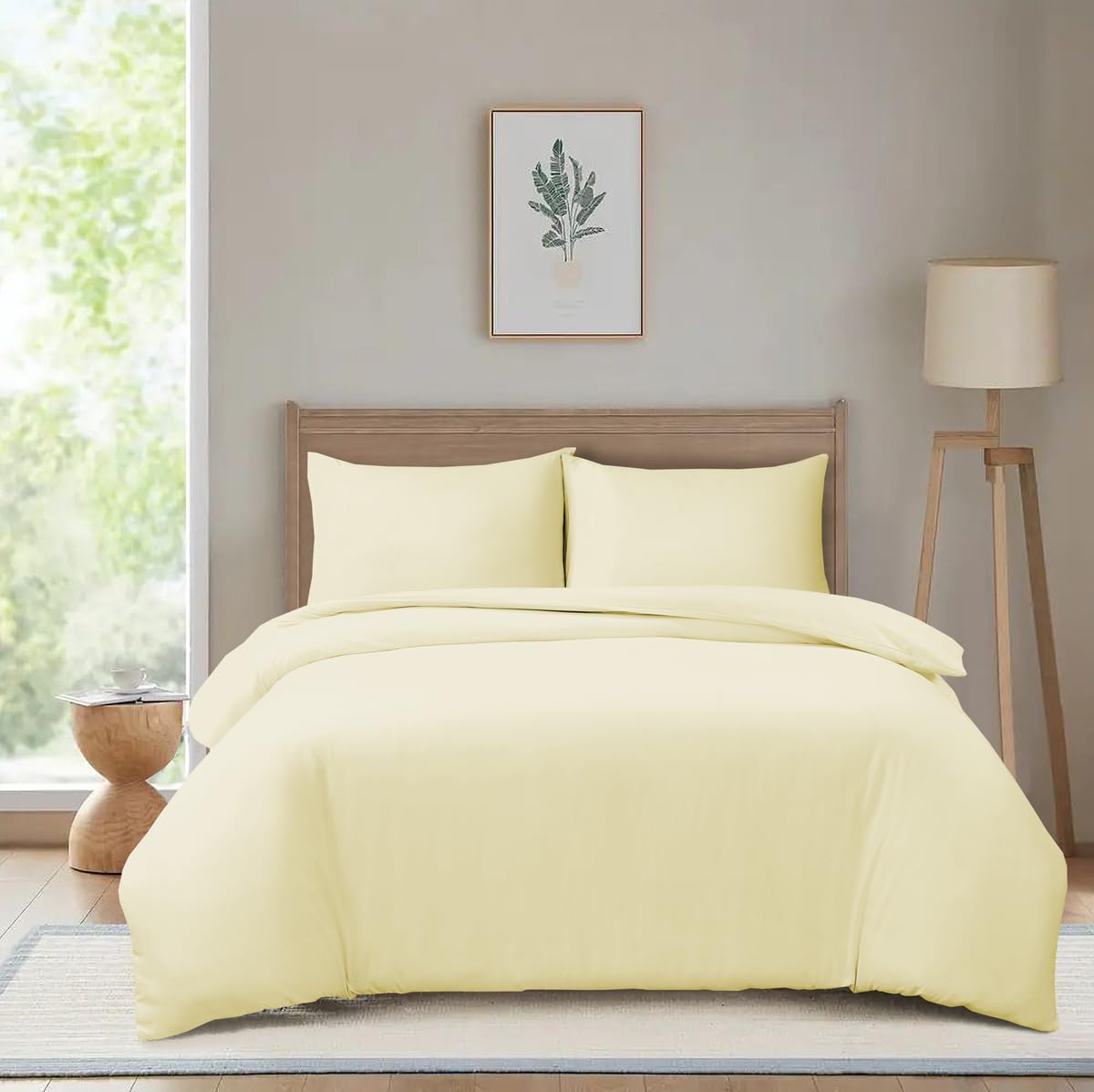 Hadi London Microfibre Duvet Cover Set Single Double King Soft Breathable Brushed Bedding Set Quilt Cover with 2 Matching Pillowcase (Cream