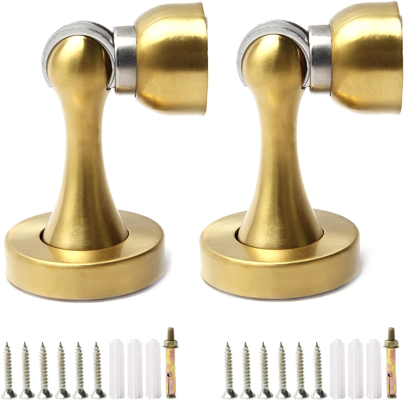 Yinpecly 2pcs 201 Stainless Steel Magnetic Door Stopper Catch Holder Wall Floor Screw Mounted Magnetic Door Stops, Black Holder Doorstop