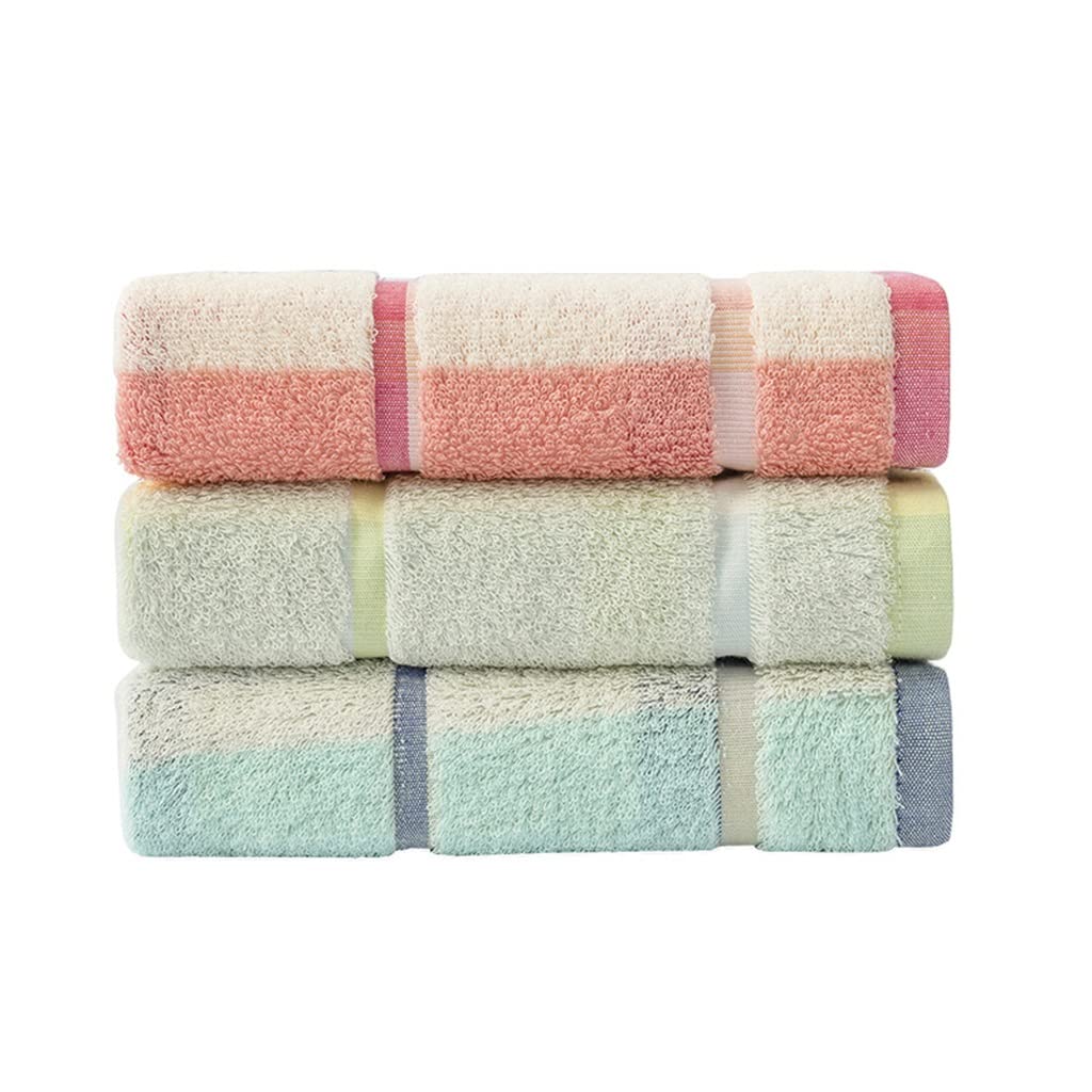 Serviette de visage en coton coloré doux lavable unisexe à rayures
