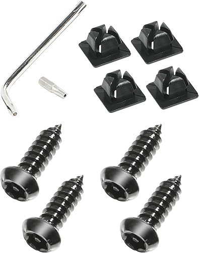 YAKEFLY Kit de tornillos para matrícula, juego de tornillos de matrícula de acero inoxidable con inserciones de nailon y herramientas de