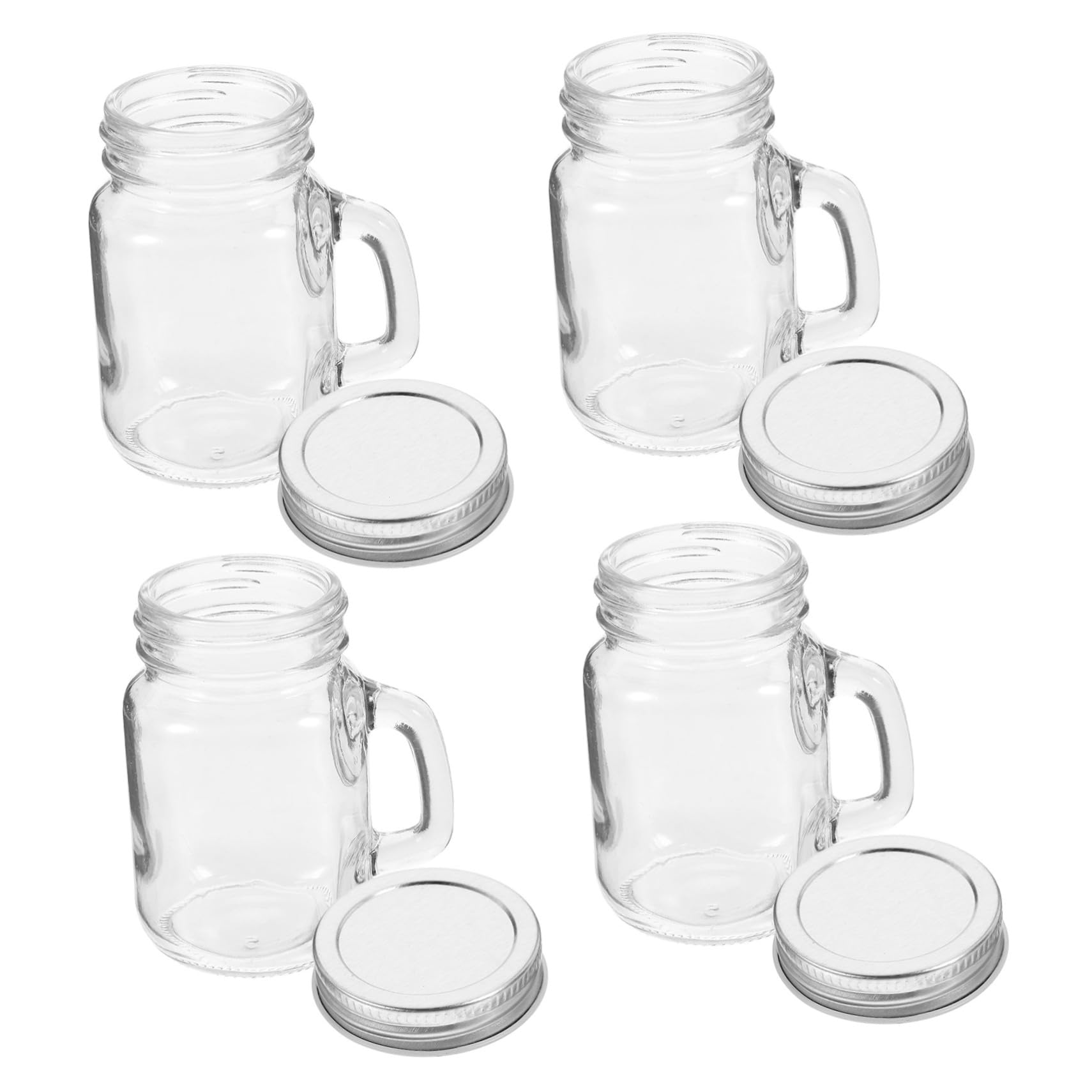 Cabilock 3 Sätze 3 Sets Mini Einmachgläser Honiggläser Getränkeflaschen Kerzengläser Dessert Einmachgläser Gläser Mit Griff Gläser Mit Griff Verschließende 4 Stück * 3