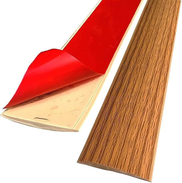 PVC Floor Transition Strip Laminate Floor Cover Strips Self Adhesive Floor Door Divider Strip Flat Laminate Profile Flooring Edge Trim Joining Strip Door Bar(2m X 5cm,Yellow Oak Wood Grain)