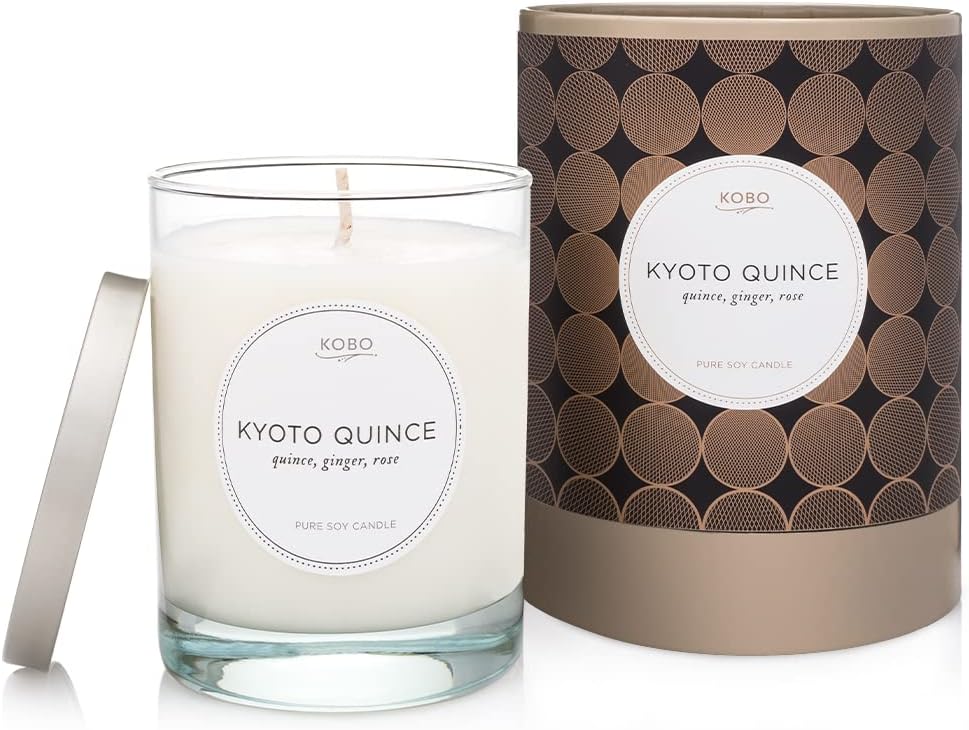 KOBO Kyoto Quince Candle (11 oz) | Modern, Geometric Jar Candle | Unisex, All Season | 80 Hour Burn Time | Clean Burn | Scent: Ginger, Quince, Rose