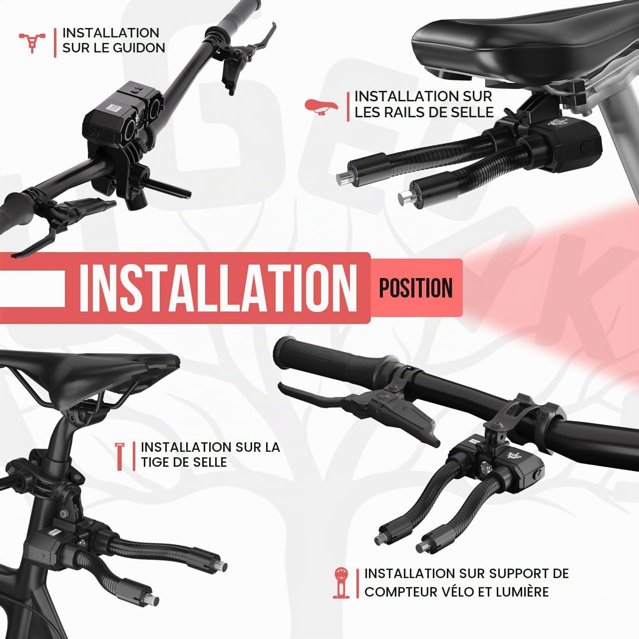 Feu Arrière de Vélo Intelligent, Feu Vélo avec Luminosité Réglable, Détection de Freinage, Éclairage Arrière pour Sécurité Nocturne
