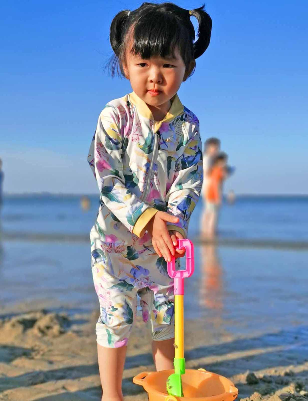 weVSwe Baby Toddler Boy Swimsuit Long Sleeve Baby Swimwear UPF 50+ Sun Protection Rash Guard Swimming Costume with Crotch Zipper 0-3 Years — view 92
