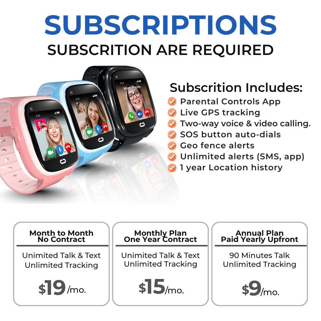 Kids Watch with GPS Tracker, Two-Way Calling, Real-Time Tracking & SOS Alerts - Smart Watch for Kids Call and Text with Geo-Fencing, School Mode, Water-Resistant, Long Battery Life & Parental Controls