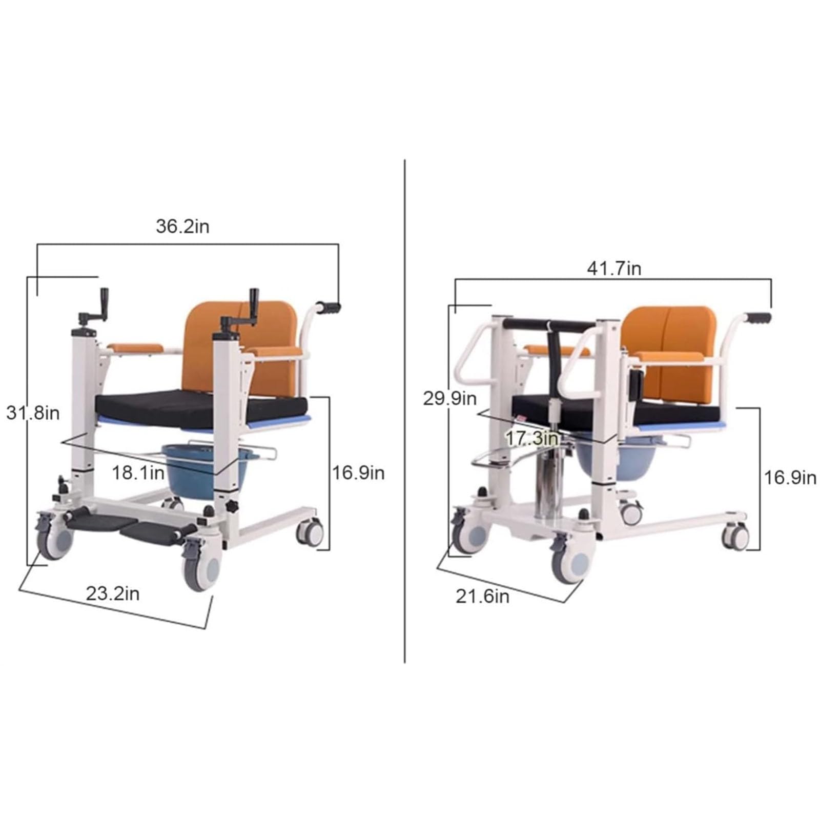 Sedia di trasferimento del paziente per badanti anziani disab, sedile diviso a 180°/capacità di carico 150 kg, tavolo da bagno idraulico con tavolo da pranzo - 4 in 1