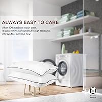 Vista 7 de Juego de 2 almohadas de cama de lujo y comodidad - Material de microfibra de poliéster hipoalergénico - Juego de 2 almohadas tamaño Queen