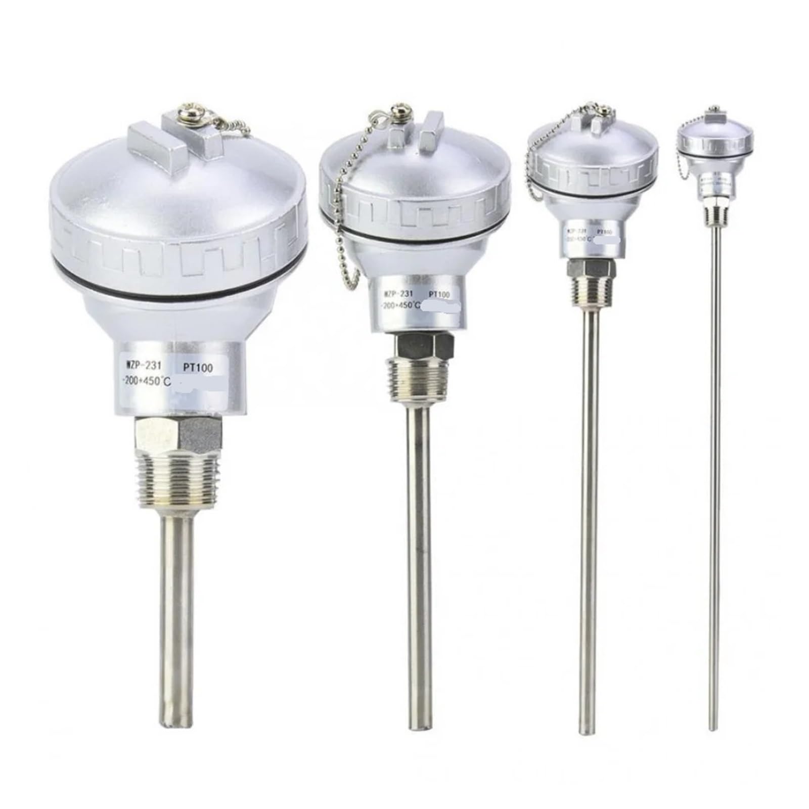 Sensor De Temperatura Sonda de Sensor de Temperatura PT100 de Acero Inoxidable de 50 a 400 mm, Cabezal de Terminal de termopar de Rosca 1/2 for Sensor de Temperatura(200mm-6core)