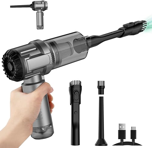 Mini aspiradora de mano para automóvil, aspiradora de 9000 Pa y plumero de aire, aspiradora de mano de alta potencia de 120 W con luz LED y