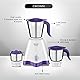 Preethi Crown Pro Mixer Grinder for Kitchen |600 Watt Mixie, 3 Jars| 5yr Motor Warranty & Lifelong Free Service | White/Purple, (MG-254)