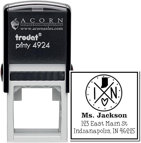 Miniatura 342 de Texas State Love - Sello de dirección cuadrado, uso con almohadilla de sellos, sello de correo de Texas, tamaño 1-5/8 pulgadas Manija