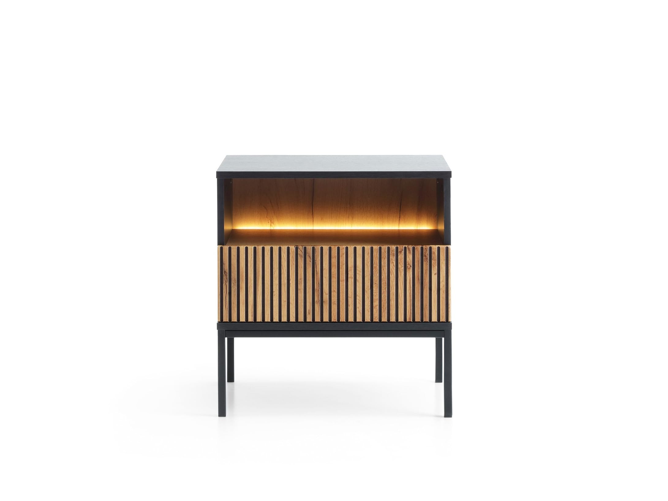 MINIO go for it - Table de Nuit Sienna 54 cm avec LED et 1 tiroir
