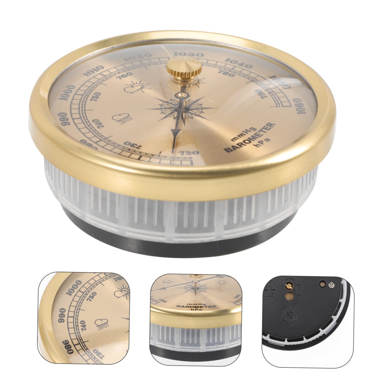 YARNOW 3 Pièces Baromètre à Cadran Baromètre Météo Intérieur Pression Baromètre Anéroïde Réglable Hygromètre Humidité Intérieure Outil De Mesure Du Baromètre Table De Mesure Métal Mural