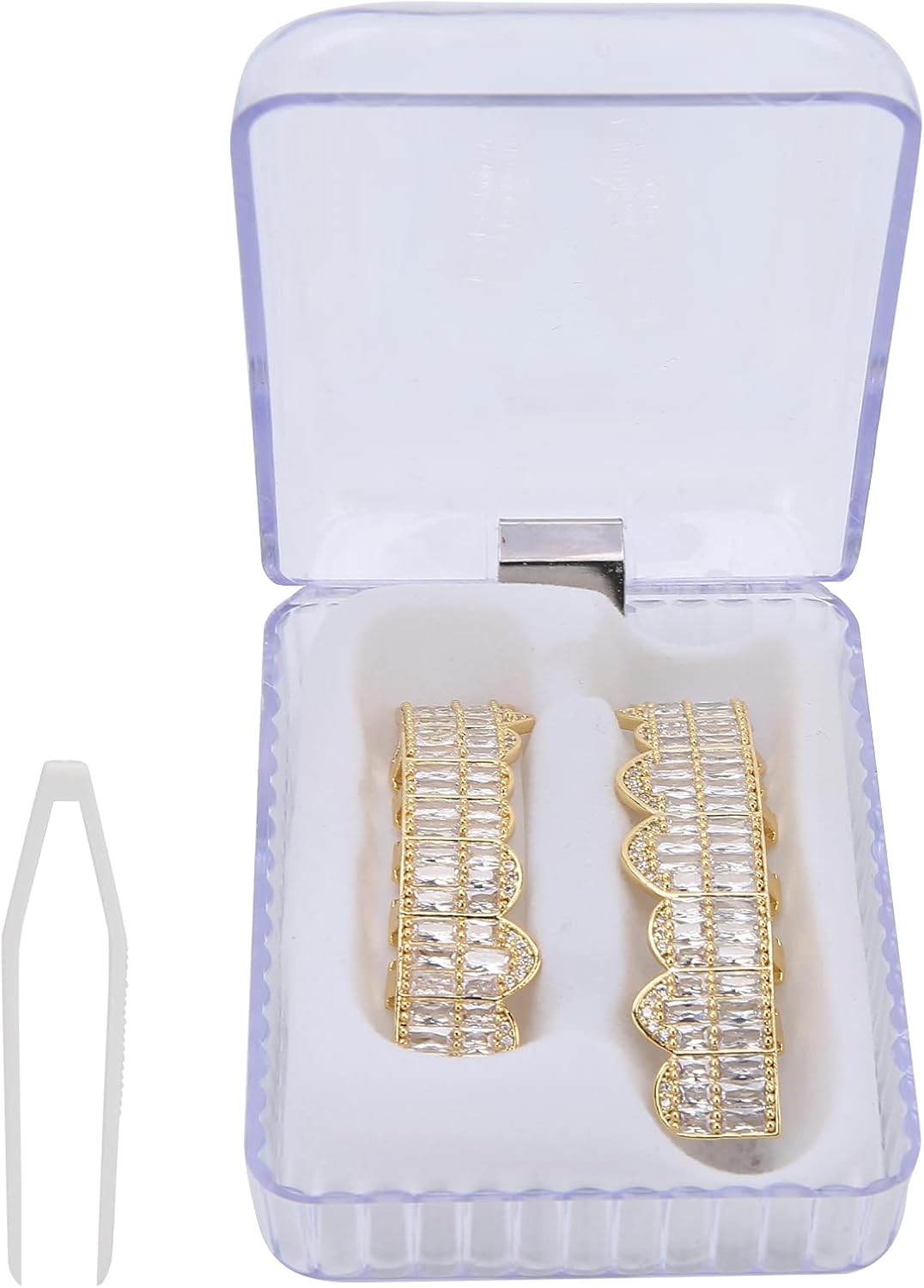 Braces, Hip Hop Teeth Grill Set Braces, Cold Coated Copper Teeth Set Bling Teeth Decoration for Party Halloween Festival(golden)