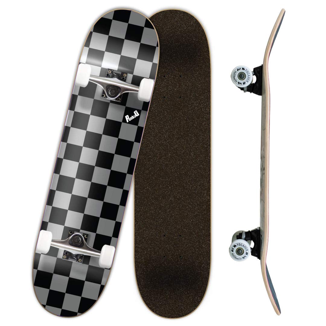 Yocaher Pro Skateboards Blank, Checker, Camo Professional Complete Skateboard 7.75" w/ 7Ply Maple Deck, Aluminum Alloy Truck, ABEC-9 Bearing, 54mm Skateboard Wheels, Concave Cruiser Trick Skateboard