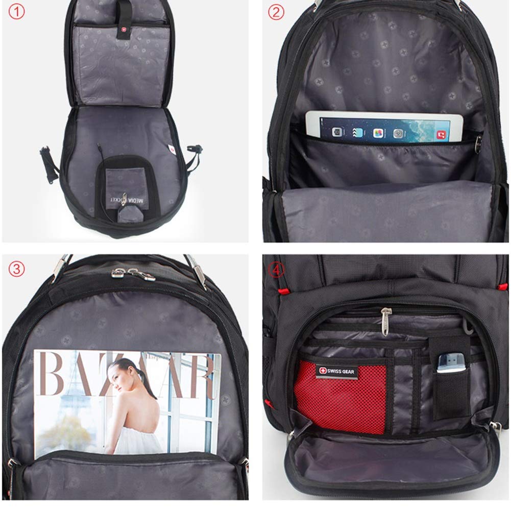Bagaż podręczny plecak męski laptop plecak płócienny torba podróżna męska torba student plecak FENGMING (kolor: czarny, rozmiar: 36 x 25 x 50 cm)