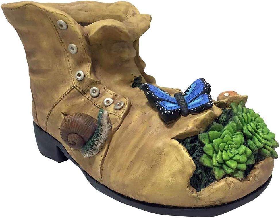 Design House 328153 Large Magnesia Boot Planter Garden Patio Home & Office Décor Housewarming Gifting Birthdays, 11-inch