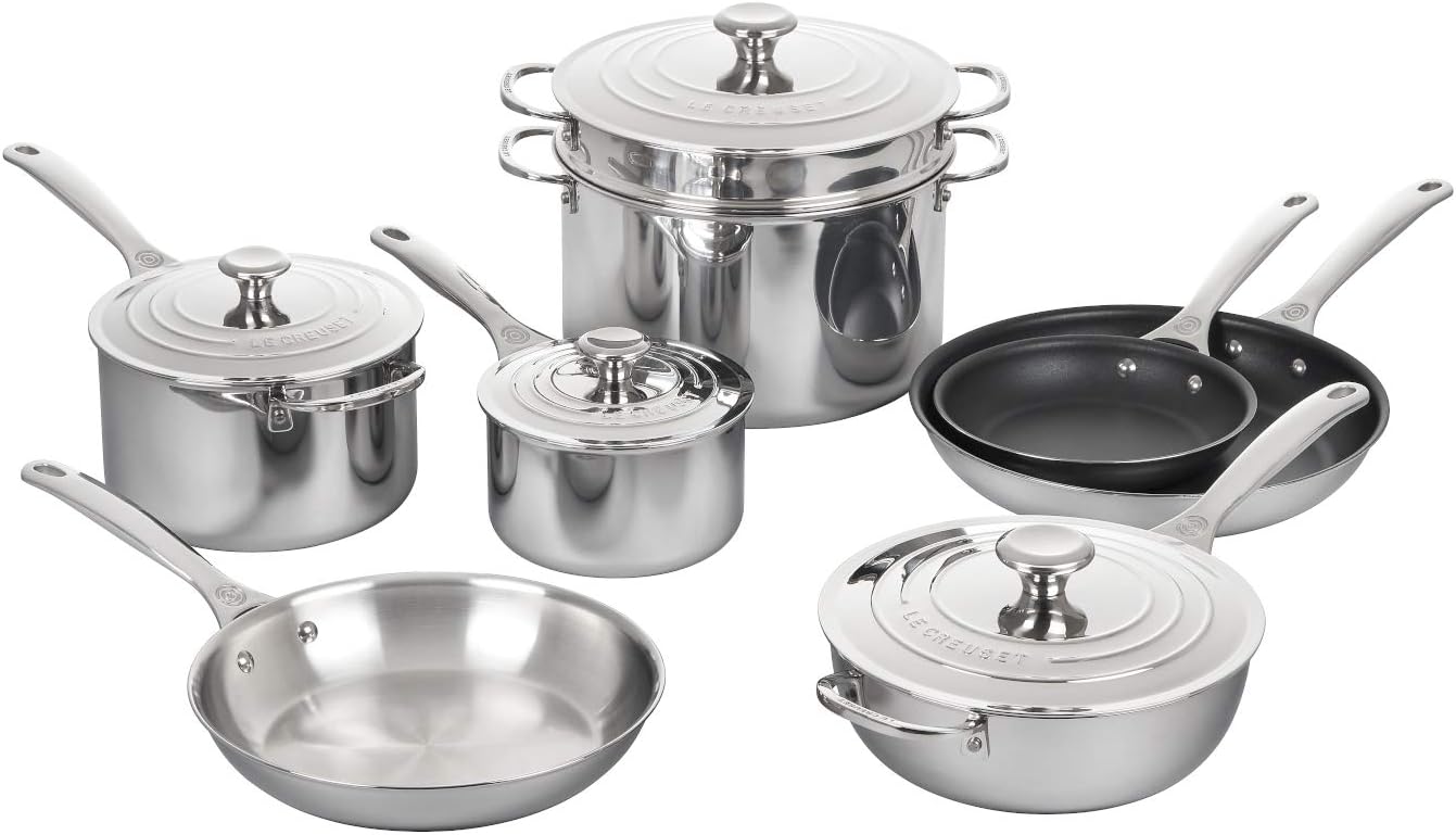 Tri-Ply Stainless Steel 12 pc. Cookware Set