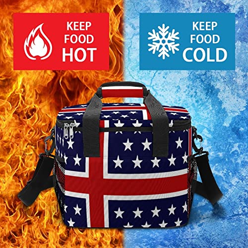 Usa Nordic Flag Camping Cooler Insulated Bag Portable Ice Chest Box Leak-Proof Lunch Case Cooling Tote With Zip For Beach Travel Picnic Car #TOP4
