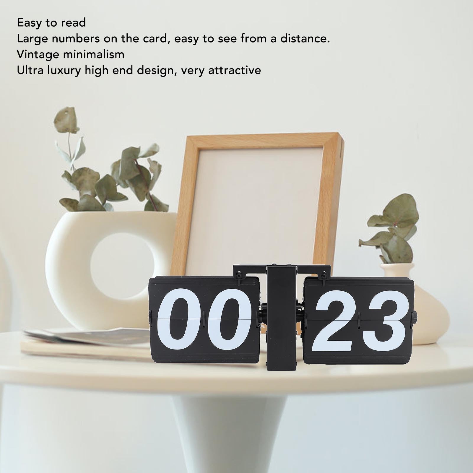 Automatyczny Zegar z klapką, Minimalistyczny Retro Vintage Design Cyfrowy Zegar z klapką, 24-godzinny Zegar na Biurko z klapką na Baterie do Domowego Biura