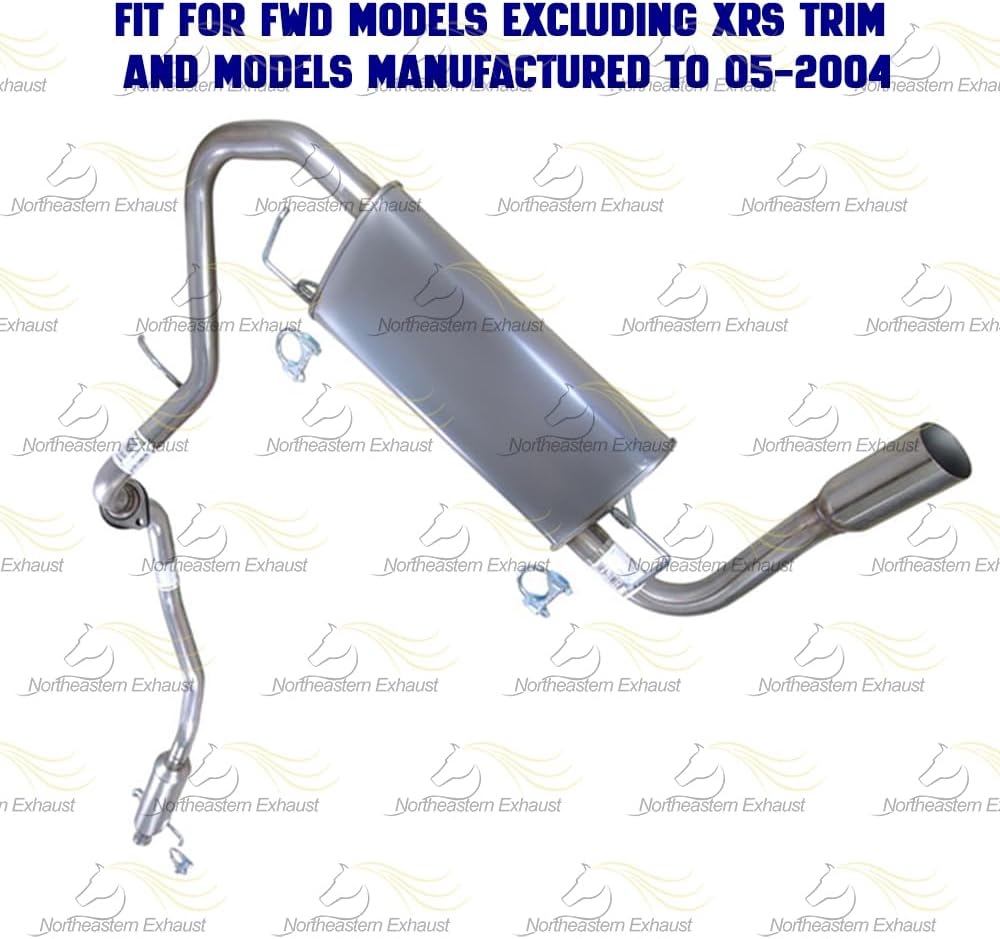 Exhaust Resonator Pipe Muffler Kit Compatible with Toyota Matrix 2003-2005 1.8L | Stainless Steel | Northeastern Exhaust | Includes Gasket, Clamps, Hangers and Bolt Kit | Direct-Fit Replacement