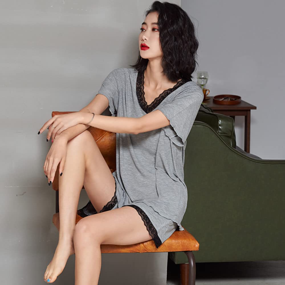 Damen Pyjama Set V-Ausschnitt Pyjama Modal Nachtwäsche Damen Kurzarm Sommer Pyjama Set Spitze Sexy Nachtwäsche Pyjama Anzug Household faucets