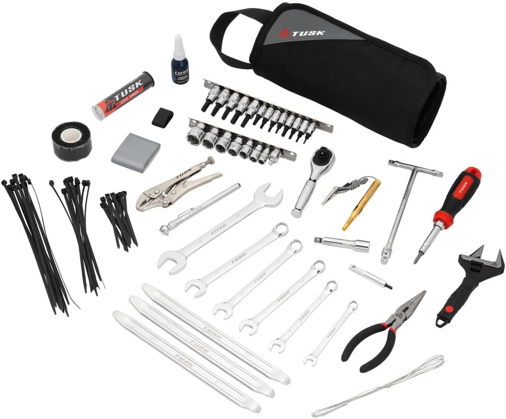 Tusk Motorcycle/ADV 30 Piece Compact Tool Kit with pliers, wrenches, sockets, screwdriver Compatible with Aprilla Tuareg 660 2024 (Axle Hex tool 17/26mm)
