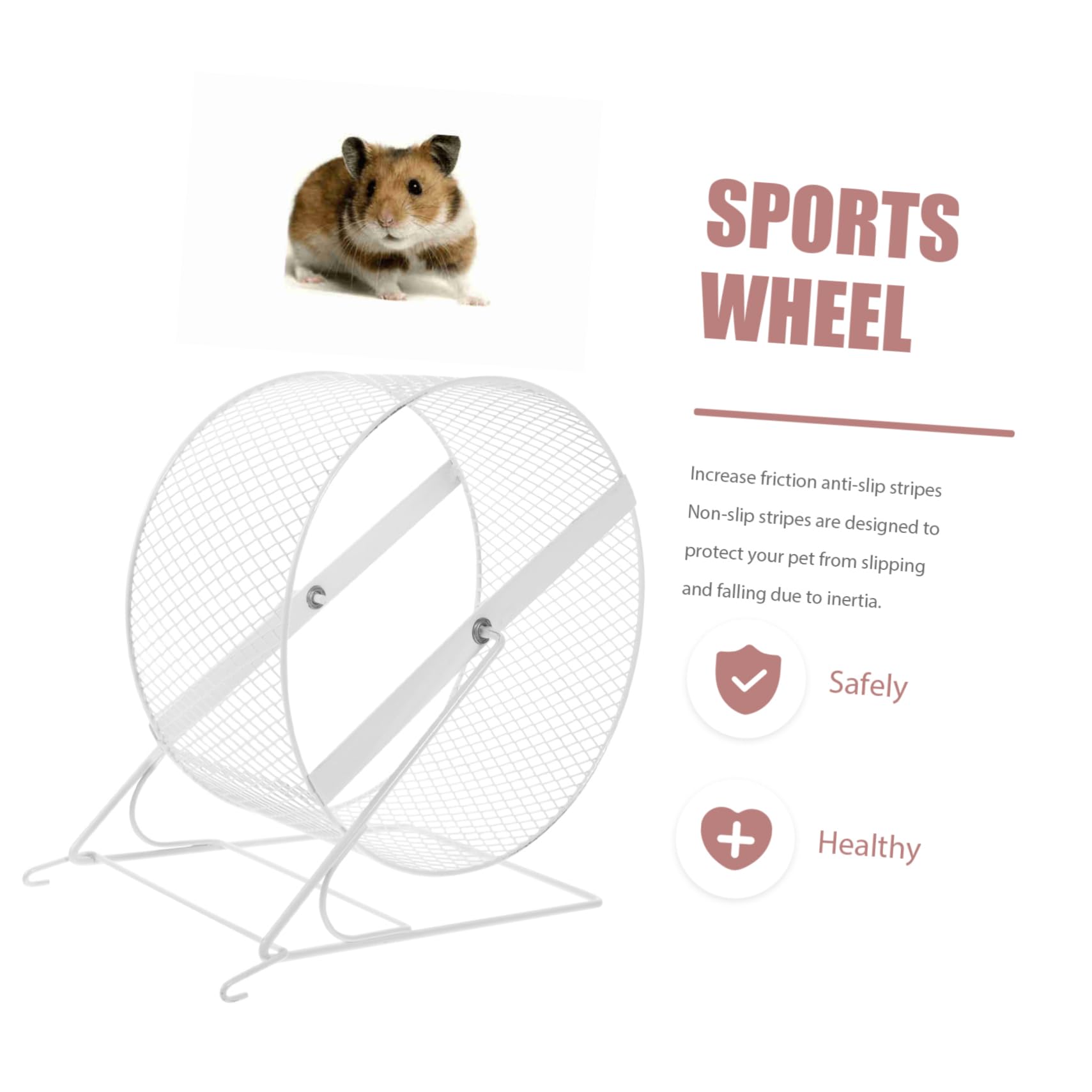 Ruota Silenziosa per Criceto con Esercizio, Bianca in Ferro | Gioco da Corsa per Piccoli Animali, Funzionamento Sicuro, Accessorio per Roditori, Struttura da 1 Pezzo