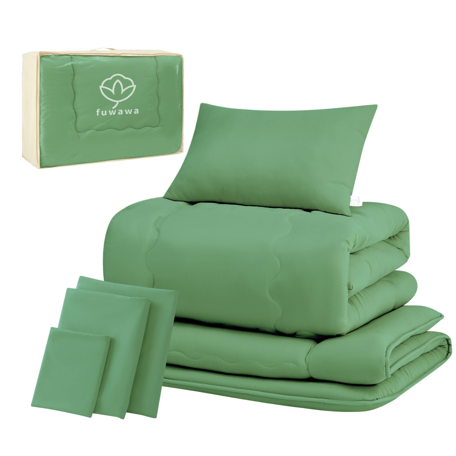 fuwawa Comforter Set, Single, 7-Piece Set, SEK Certified, Antibacterial, Odor-Resistant, Mildew-Free Allergy, Washable, Comforter Set, Extra Volume, 3.5 lbs (1.6 kg) Comforter, High Density Solid-image-49