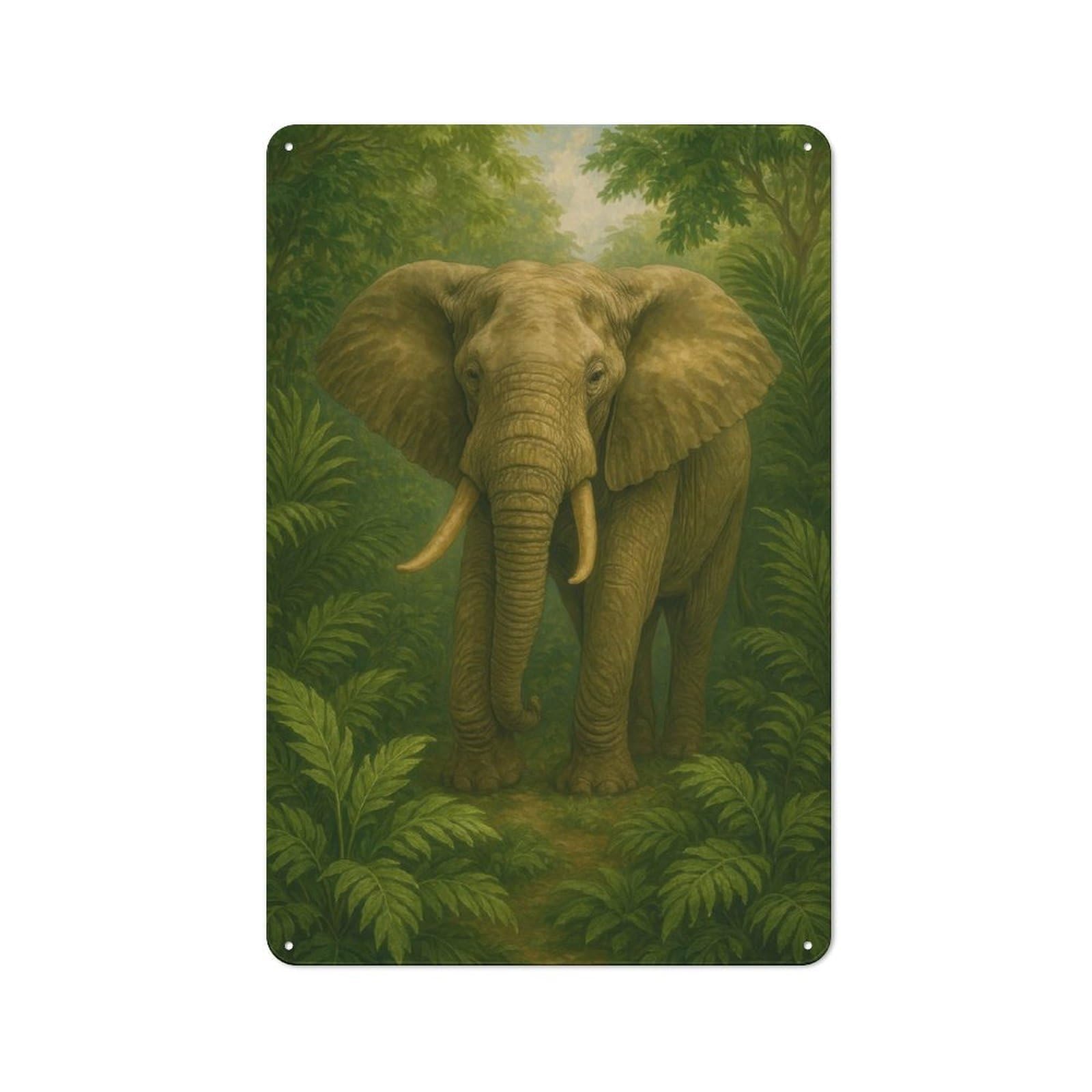 Elephant in Lush Green Jungle Vintage Printed Metal Sign 30x20cm for Café Or Home Bar, New Home Wall Decor for Hospitality Decor Collectors